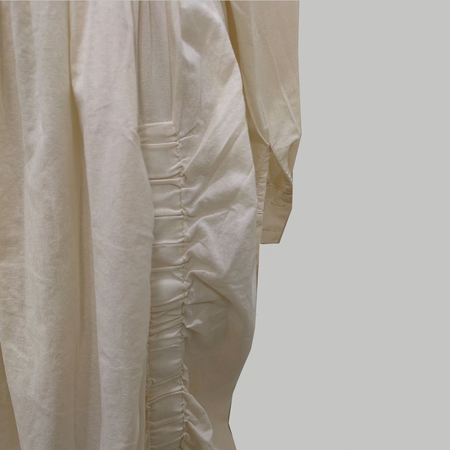 Peter Pan collar cotton shirt soft cotton voile fabric with gethers and bow details