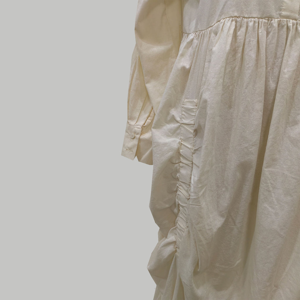 Peter Pan collar cotton shirt soft cotton voile fabric with gethers and bow details