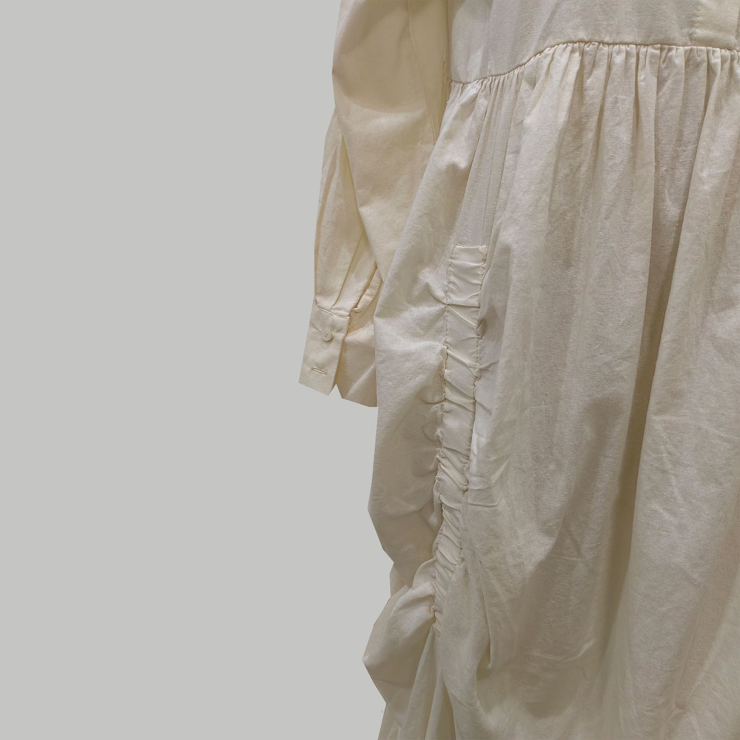Peter Pan collar cotton shirt soft cotton voile fabric with gethers and bow details