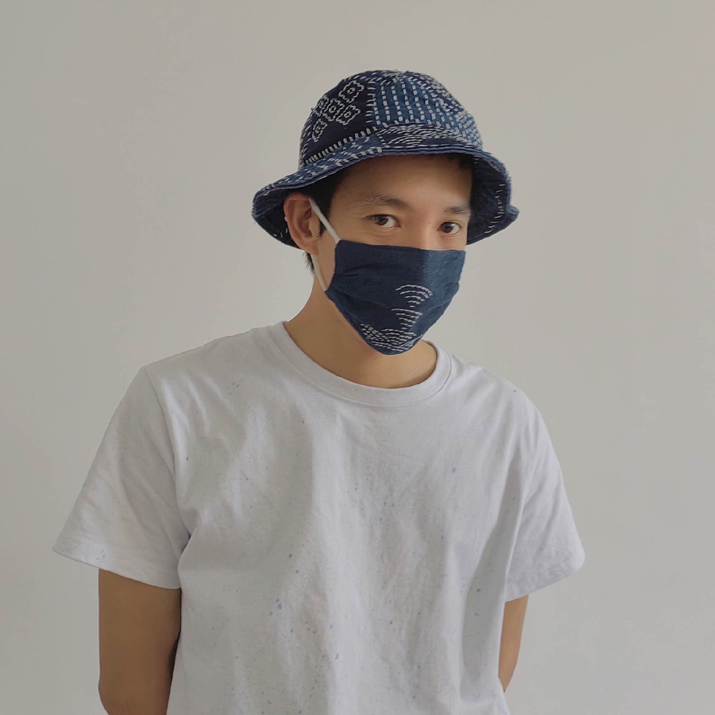 Sashiko hand embroidery hat fishmen's hat patchwork hand stitiching hat slow stitching fishmen's hat