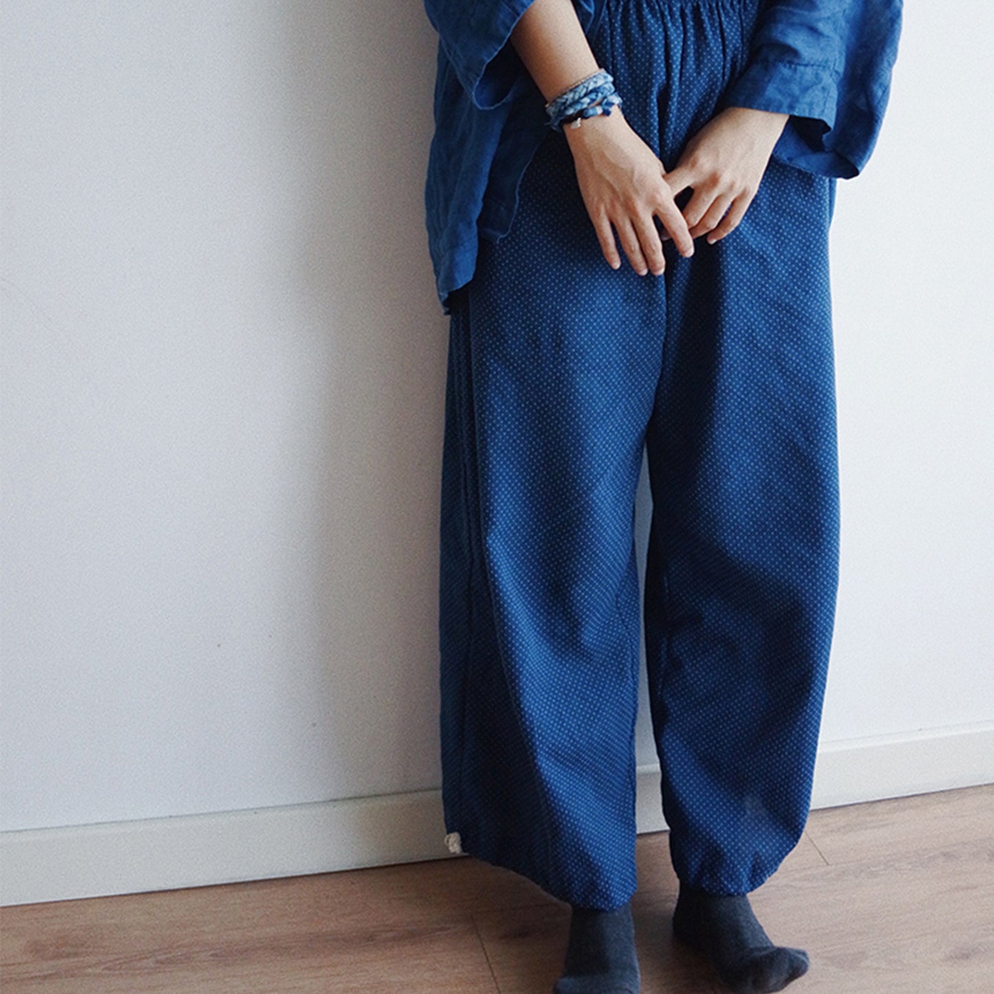 Indigo Plant dyed soft cotton pants wide leg cotton pants comfy yoga pants