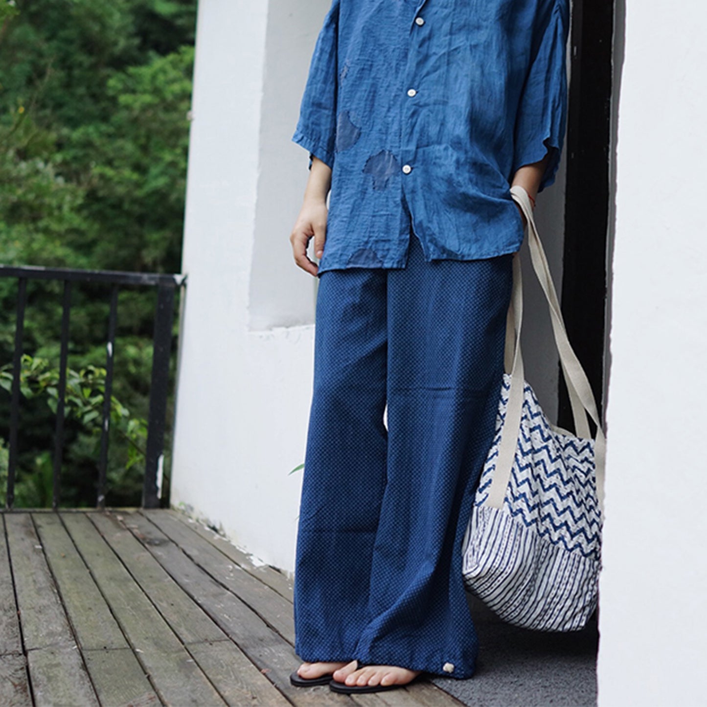 Indigo Plant dyed soft cotton pants wide leg cotton pants comfy yoga pants