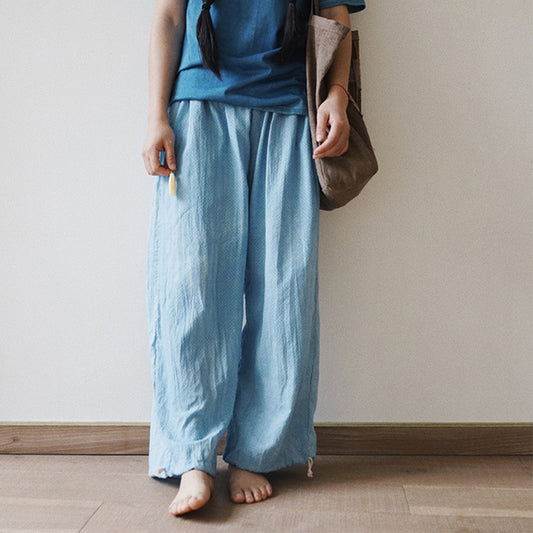 Indigo Plant dyed soft cotton pants wide leg cotton pants comfy yoga pants