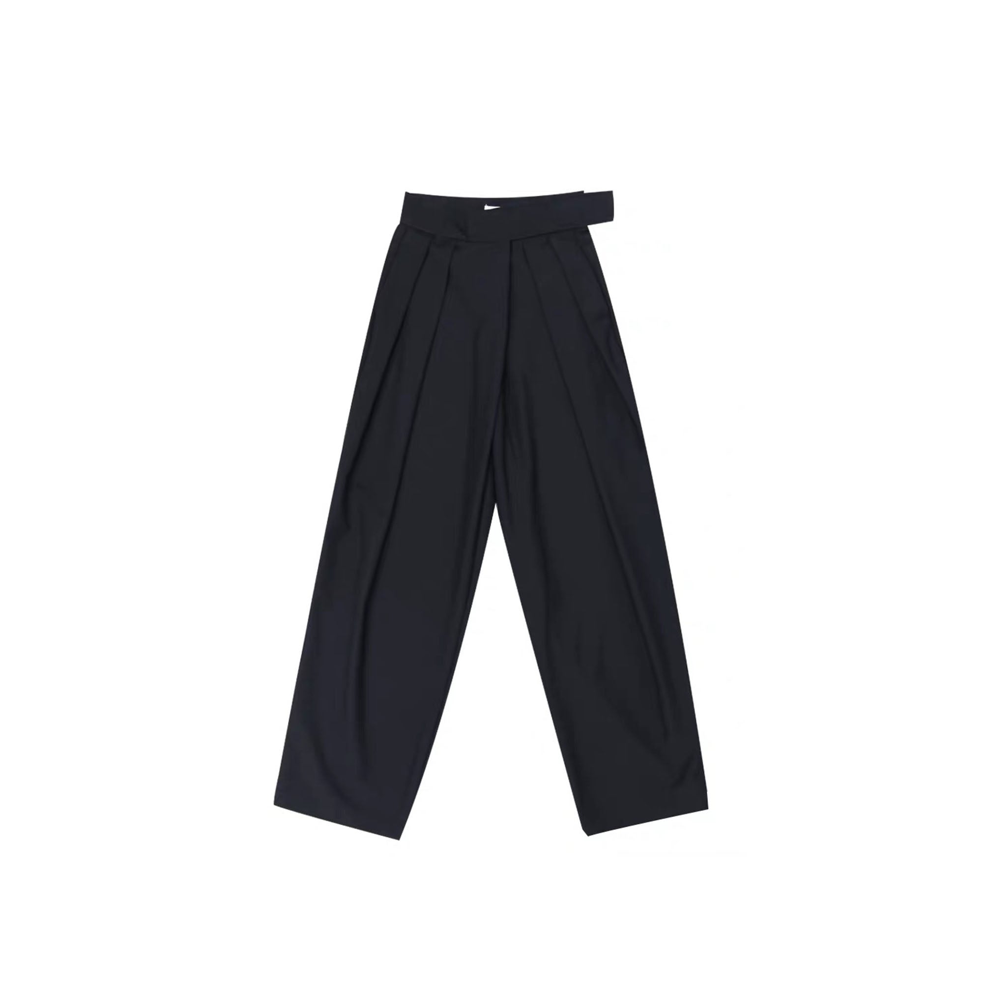 Black Suit Pants Loose Fit Trousers Wide Leg Soft Acetate Pants Neza Studio Long Trousers Unisex Pants Minimalist Style magic tape closure
