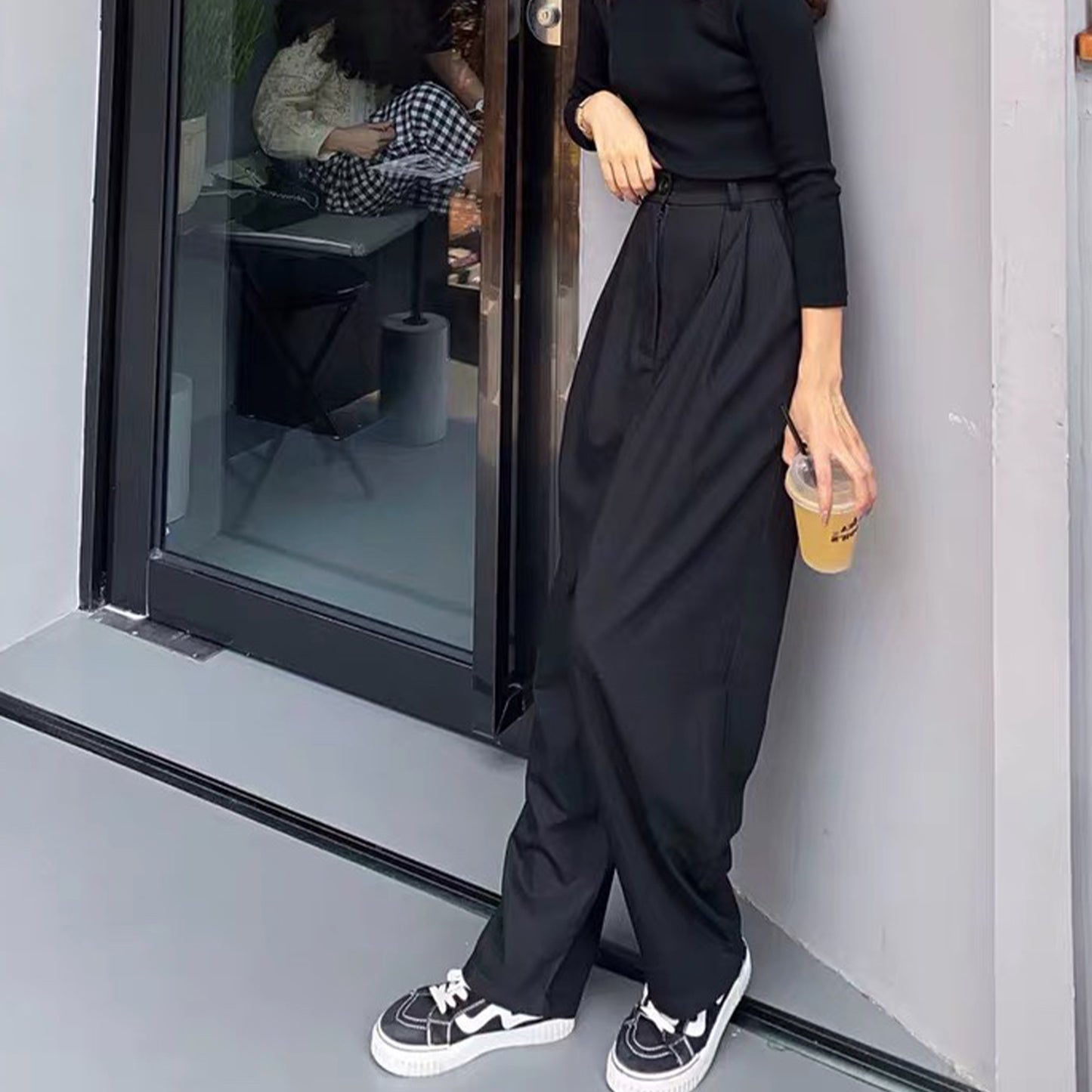 Black Suit Pants Loose Fit Trousers Wide Leg Soft Acetate Pants Neza Studio Long Trousers Unisex Pants Minimalist Style