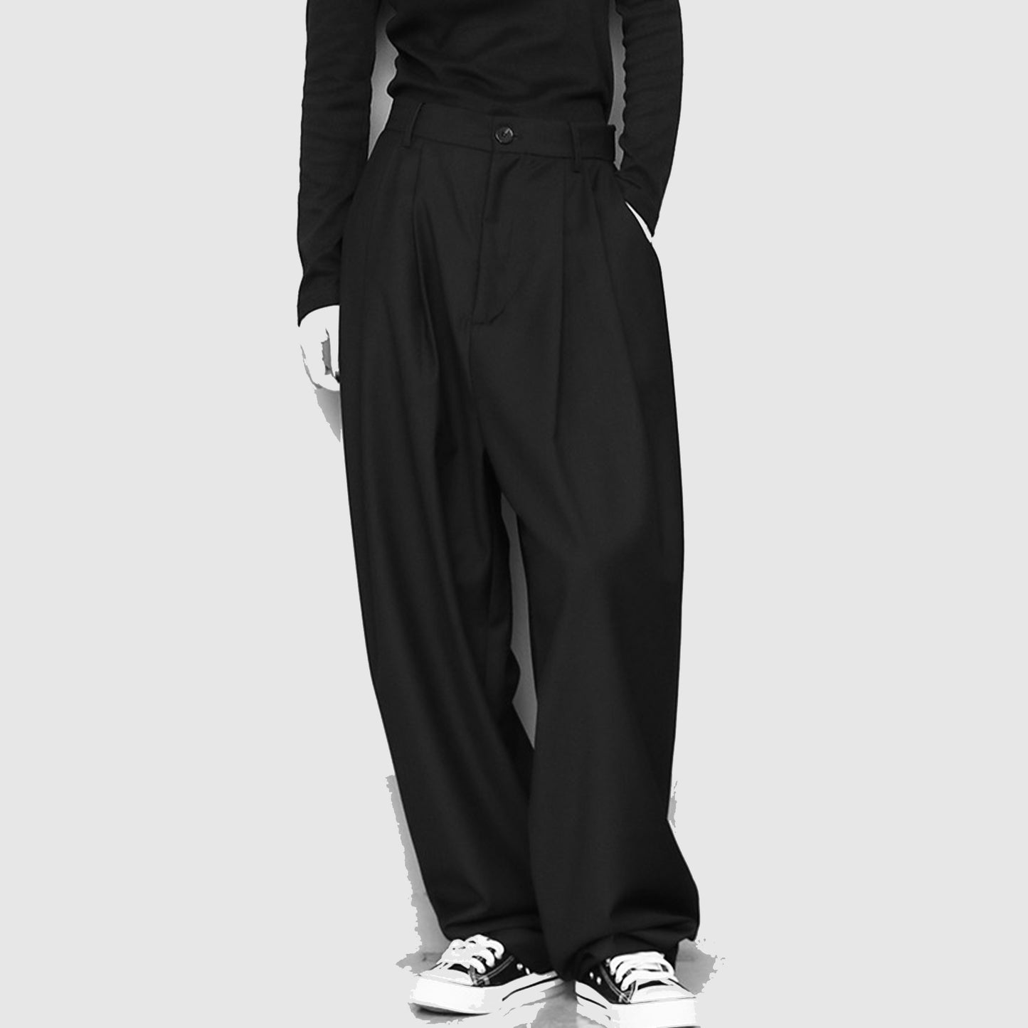 Black Suit Pants Loose Fit Trousers Wide Leg Soft Acetate Pants Neza Studio Long Trousers Unisex Pants Minimalist Style
