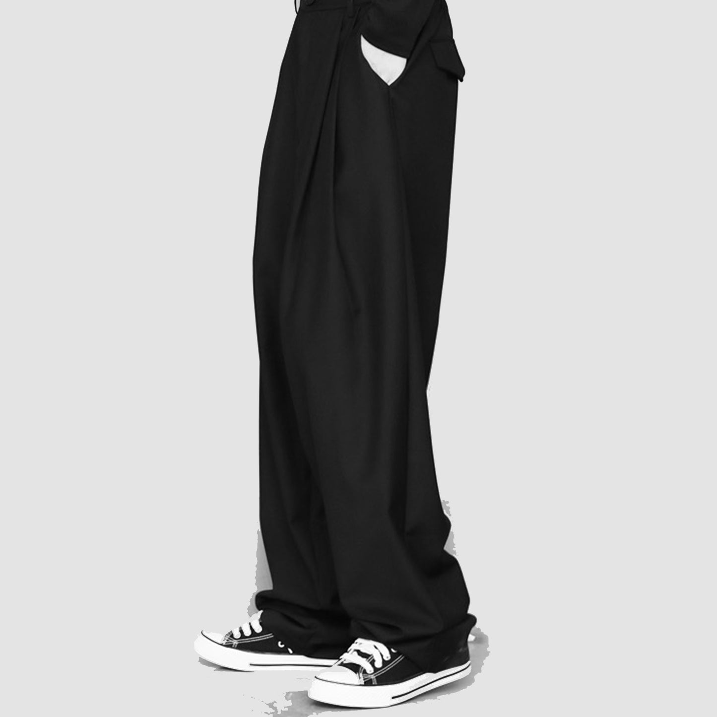 Black Suit Pants Loose Fit Trousers Wide Leg Soft Acetate Pants Neza Studio Long Trousers Unisex Pants Minimalist Style