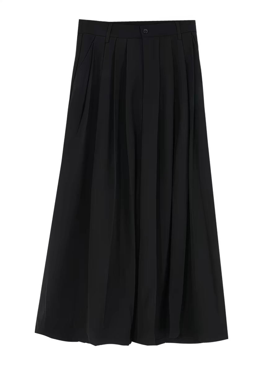 Loose fit wide leg pants black suiting fabric unisex