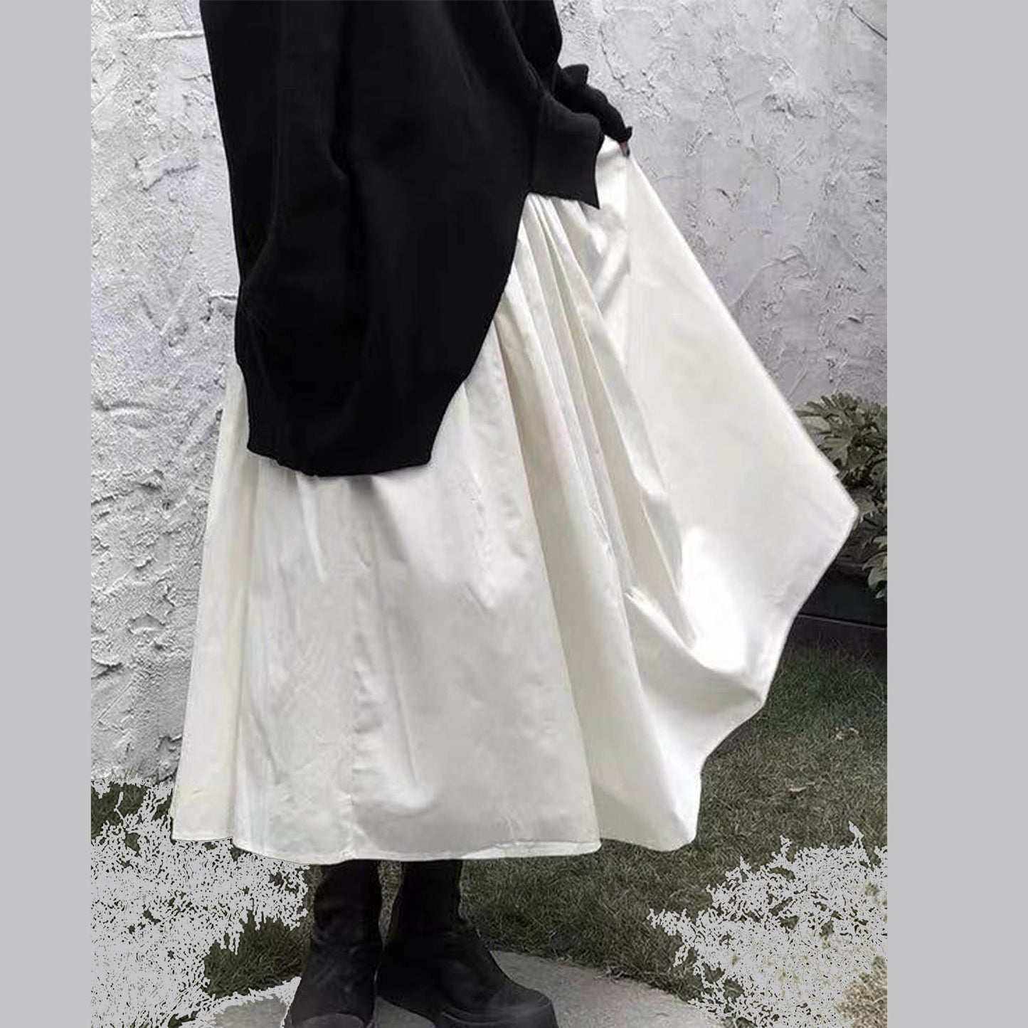 Puff cotton skirt 3 layers A line skirt Black and white colors