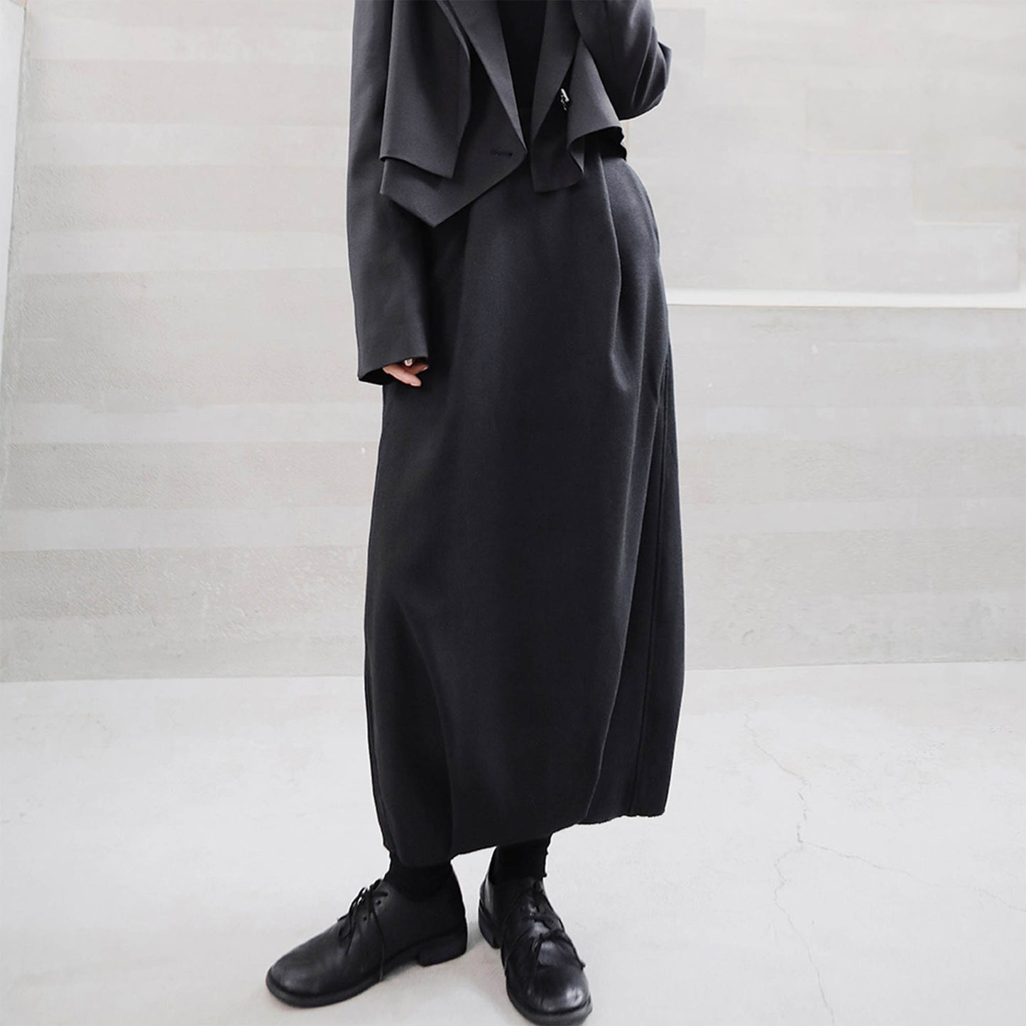 Black wool skirt bud shape long skirt winter wool skirt narrow skirt back slit skirt